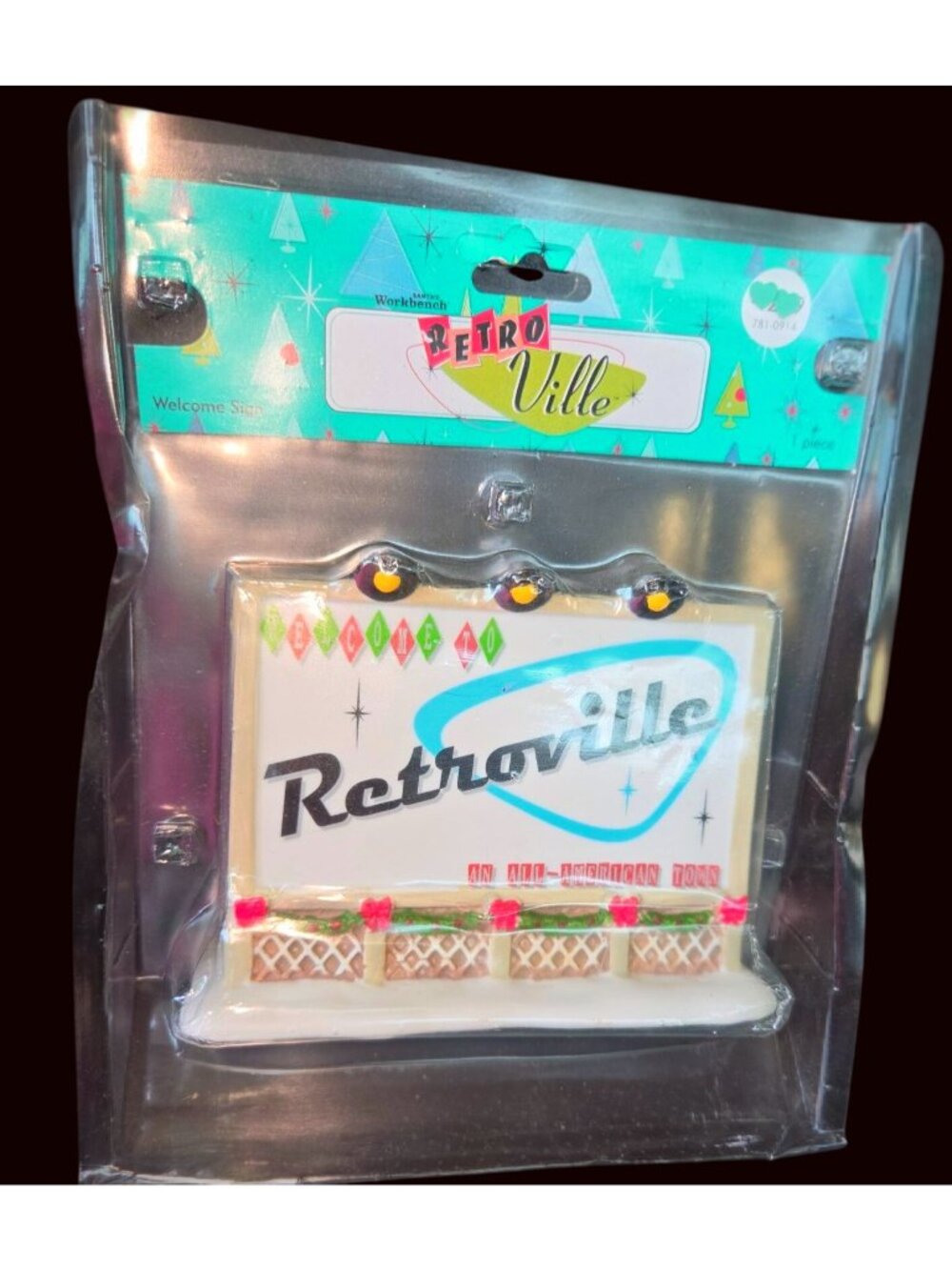 Retroville Ceramic Welcome Sign Decoration 2005 Jo-Ann Stores New In Sealed Pack